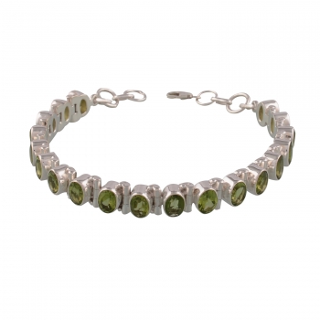 Pure silver handcrafted peridot bracelet