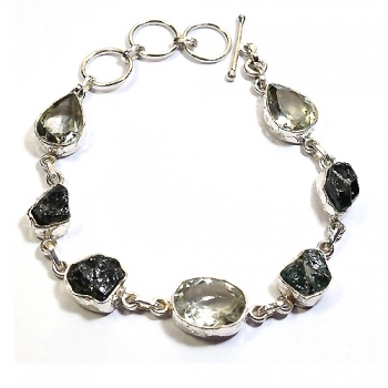 Pure silver green amethyst bracelet