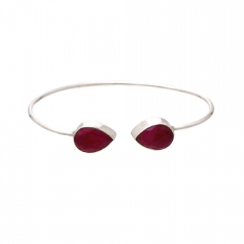 Two stone red stone top design bangle bracelet for women