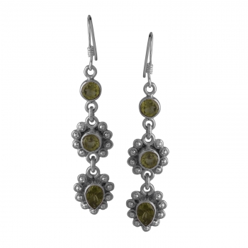 925 sterling silver green peridot natural gemstone earrings