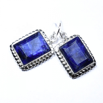 925 sterling silver blue sapphire quartz drop earrings for women