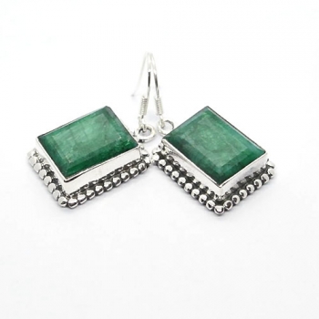 Best selling 925 sterling silver green stone vintage styles earrings