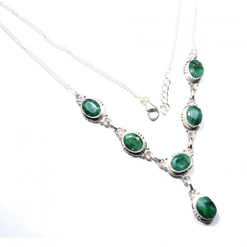 green stone everyday wear 925 sterling silver handcrafted gemstone necklace jewellery