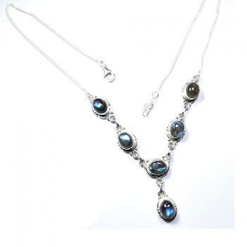blue fire labradorite 925 sterling silver casual wear necklace