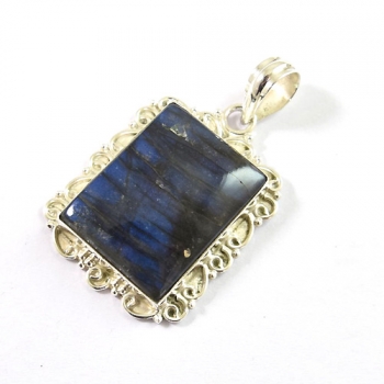 Natural gemstone 925 sterling silver blue fire labradorite jewelry pendant