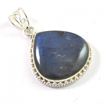 Handcrafted 925 sterling silver blue fire labradorite gemstone pendant jewellery