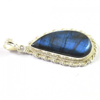 Superior workmanship 925 sterling silver blue fire labradorite pendant jewelry 