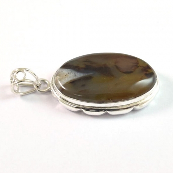 925 sterling silver handcrafted contemporary style montana agate gemstone pendant