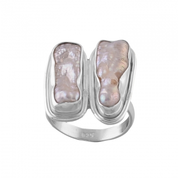 Best selling natural biwa pearl sterling silver ring