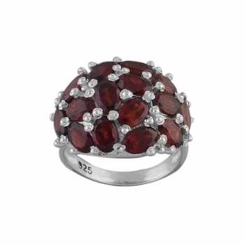 Red Garnet Pure Silver Ring For Girls