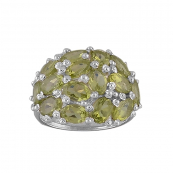 Green Peridot Pure Silver Ring For Girls
