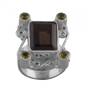 Smoky quartz silver 925 ring