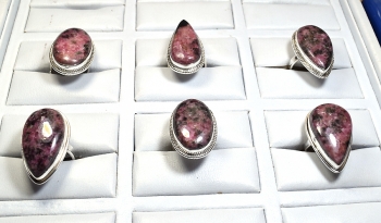 Pink Rhodonite Sterling Silver Ring