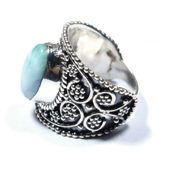 Best selling vintage style pure silver blue Larimar exquisite ring