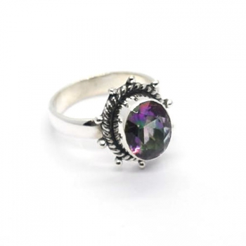 Casual style 925 sterling silver boho chic mystic topaz ring
