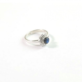 blue fire labradorite pure silver stackable ring for women