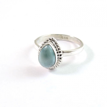sea blue larimar 925 sterling silver teardrop bohemian ring for women