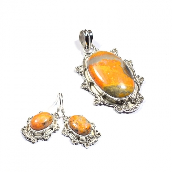 925 silver bumble bee jasper jewelry set