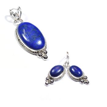 Pure silver blue lapis lazuli jewelry set