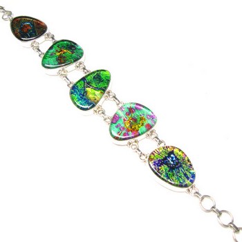 Solid silver dichroic glass bracelet