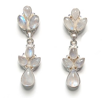 Top design best selling rainbow moonstone sterling silver dangle earrings