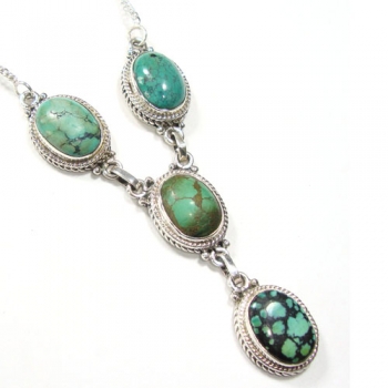Pure silver tibet turquoise necklace