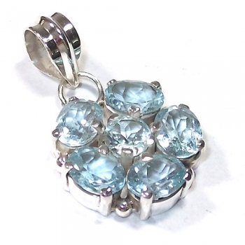 925 sterling silver prong setting blue topaz pendant jewellery