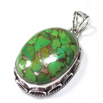 925 sterling silver green copper turquoise pendant jewelry