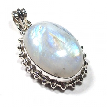 Natural rainbow moonstone sterling silver pendant 