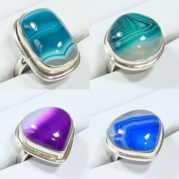 Casual wear colorful chalcedony fashion rings 