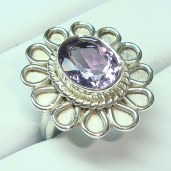 Top design best selling purple amethyst pure silver ring for women