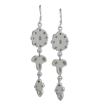 925 sterling silver long green stone dangle earrings