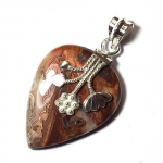 Red crazy lace agate 925 sterling silver fashion gemstone jewelry pendant