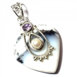 Top selling 925 sterling silver dendrite agate fashion pendant jewelry