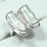 Best selling natural biwa pearl sterling silver ring